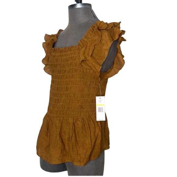 NEW! Nanette Lepore Women's Flutter Sleeve Blouse Glazed Ginger Medium - Picture 1 of 7